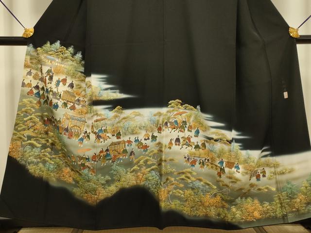 平和屋着物■豪華黒留袖 作家物 元禄絵巻 暈し染め 金彩 正絹 逸品 DABD6007du