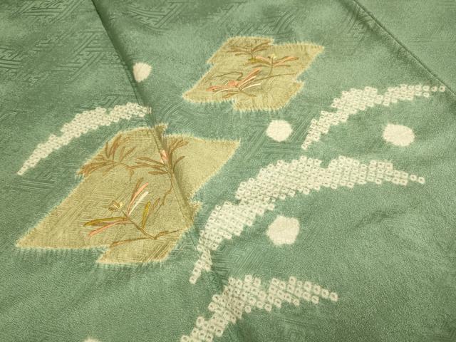 平和屋着物■訪問着 絞り 刺繍 松皮菱文 金糸 正絹 逸品 DABD6016du