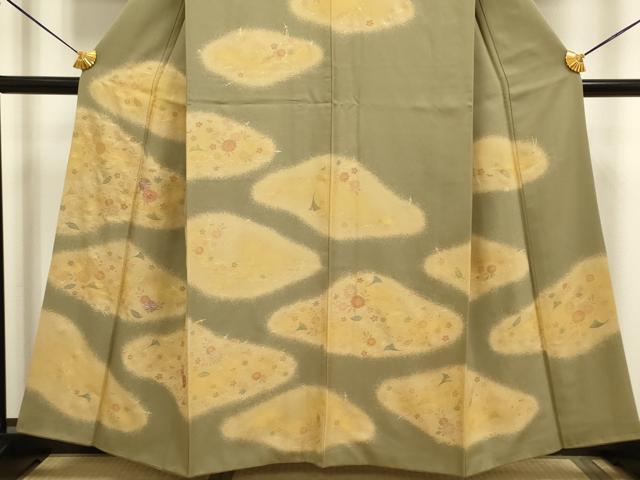 平和屋着物■訪問着 刺繍 吹き寄せ花文 金彩 正絹 逸品 DABD6019du