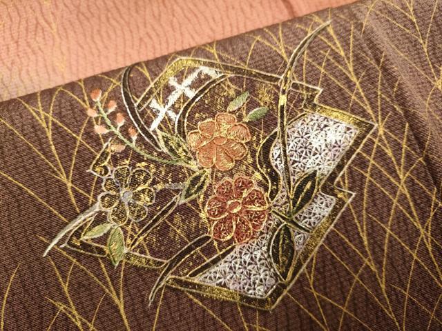 平和屋着物■中国三大刺繍 スワトウ刺繍 汕頭刺繍 訪問着 松皮菱花文 暈し染め 金銀彩 正絹 逸品 DABD6032du