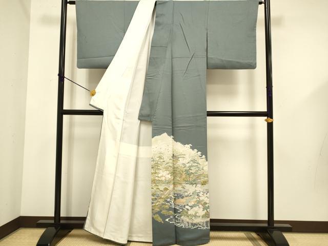 平和屋着物■豪華色留袖 駒刺繍 風景文 金彩 正絹 逸品 DABD6034du