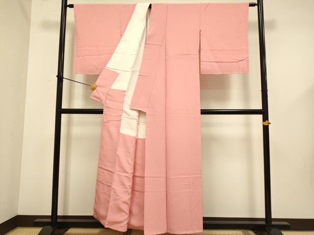 平和屋着物■上質な色無地 甚三紅色 正絹 逸品 未使用 DABD6059du