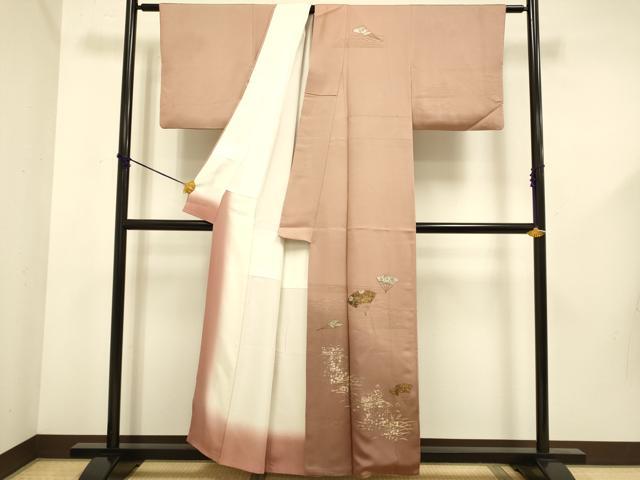 平和屋着物■訪問着 扇面花文 暈し染め 金銀彩 正絹 逸品 DABD6077du