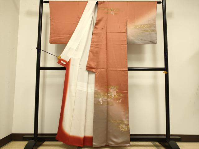 平和屋着物■訪問着 竹屋町刺繍 草花文 松竹梅 暈し染め 金彩 やまと誂製 正絹 逸品 DABD6083du
