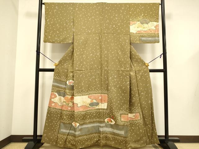平和屋着物■訪問着 絞り 地紙吉祥花文 金彩 正絹 逸品 DABD6085du