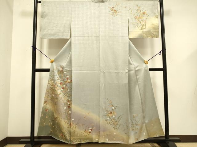 平和屋着物▼訪問着 地紙草花文 暈し染め 金彩 正絹 逸品 DABD6100du