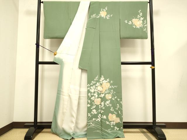平和屋着物●訪問着 草花文 鷺 金彩 正絹 逸品 DABD6101du