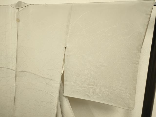 平和屋着物●皇室献上作家 北出与三郎 無地絵羽訪問着 草花地紋 茶鼠色 正絹 逸品 DABD6104du