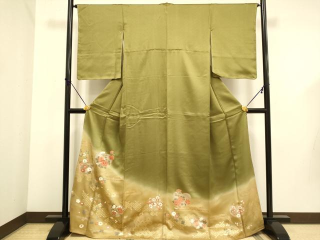 平和屋着物●豪華色留袖 刺繍 吉祥花文 暈し染め 金彩 正絹 逸品 未使用 DABD6107du