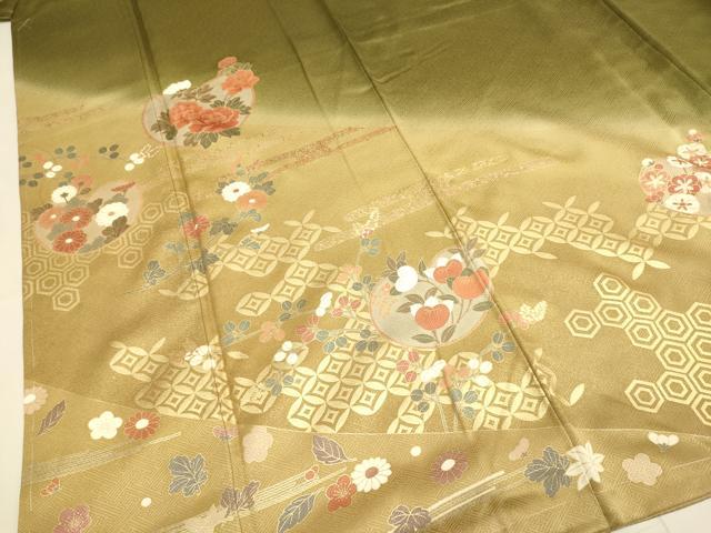 平和屋着物●豪華色留袖 刺繍 吉祥花文 暈し染め 金彩 正絹 逸品 未使用 DABD6107du