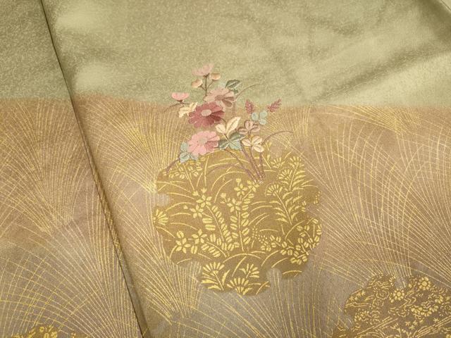 平和屋着物●訪問着 総刺繍 雪輪花文 金彩 正絹 逸品 DABD6110du