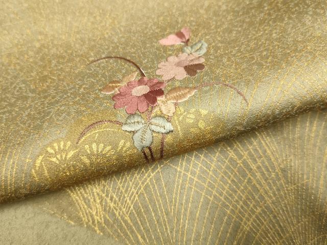 平和屋着物●訪問着 総刺繍 雪輪花文 金彩 正絹 逸品 DABD6110du
