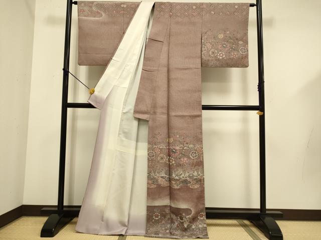 平和屋着物●訪問着 ふくれ織 洋花文 正絹 逸品 DABD6111du