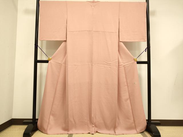 平和屋着物●京加賀友禅 百貫達雄監修 色無地 松竹梅 草花地紋 洗朱色 正絹 逸品 DABD6117du