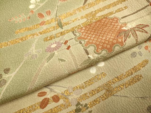 平和屋着物●訪問着 刺繍 雪輪草花文 暈し染め 金彩 やまと誂製 正絹 逸品 DABD6119du
