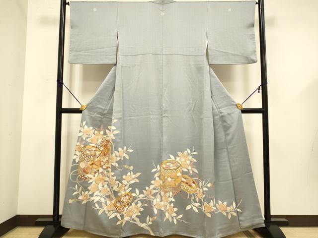 平和屋着物●豪華色留袖 駒刺繍 貝桶花鳥文 金彩 正絹 逸品 DABD6125du