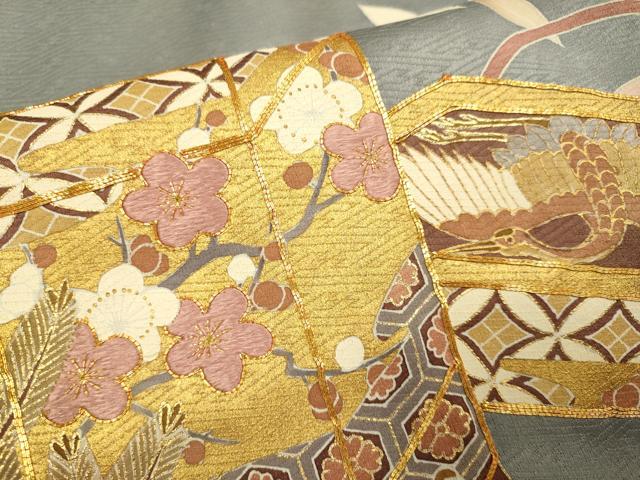平和屋着物●豪華色留袖 駒刺繍 貝桶花鳥文 金彩 正絹 逸品 DABD6125du