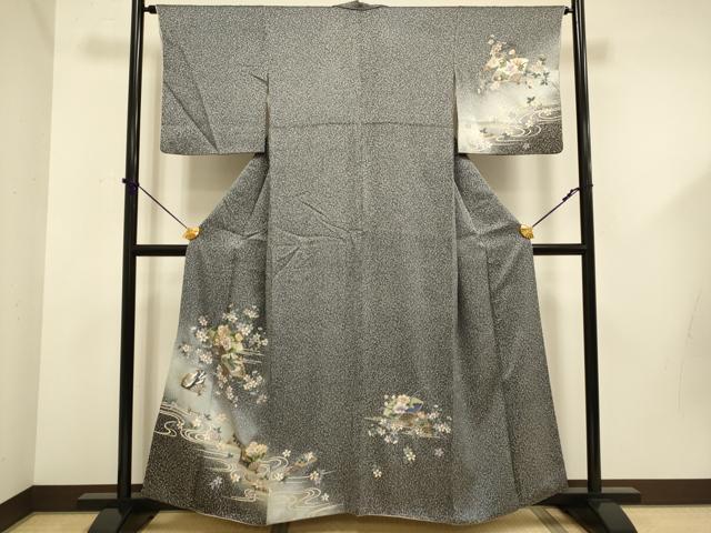 平和屋着物●訪問着 扇面花鳥文 暈し染め 金銀彩 さが美扱い 正絹 逸品 DABD6129du