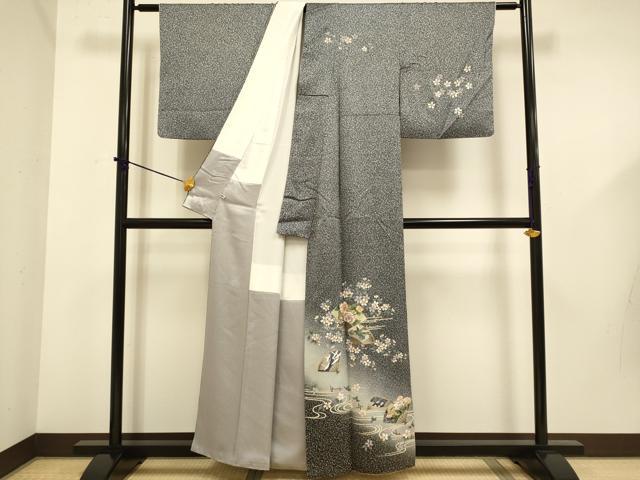 平和屋着物●訪問着 扇面花鳥文 暈し染め 金銀彩 さが美扱い 正絹 逸品 DABD6129du