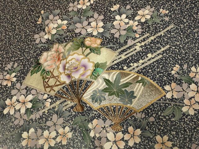 平和屋着物●訪問着 扇面花鳥文 暈し染め 金銀彩 さが美扱い 正絹 逸品 DABD6129du