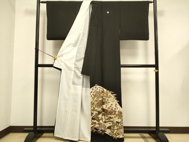 平和屋着物■豪華黒留袖 風景花文 松竹梅 金彩 正絹 逸品 DABD6183du