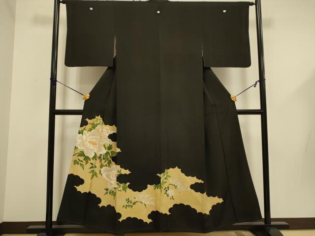 平和屋着物■豪華黒留袖 駒刺繍 草花文 金彩 正絹 逸品 DABD6191du