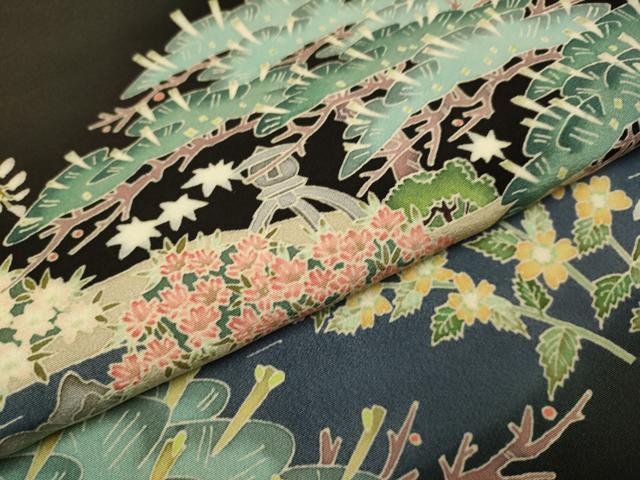 平和屋着物●本加賀友禅作家 魚津誠 黒留袖 風景花鳥文 正絹 逸品 DABD6309du
