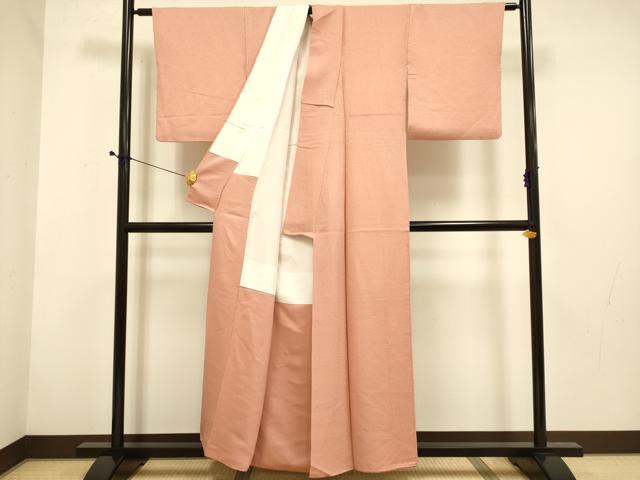 平和屋着物■上質な色無地 洗朱色 正絹 逸品 DABD6341du