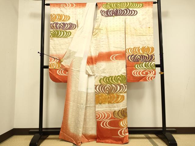 平和屋着物■豪華振袖 駒刺繍 菊 暈し染め 金彩 正絹 逸品 DABD6357du