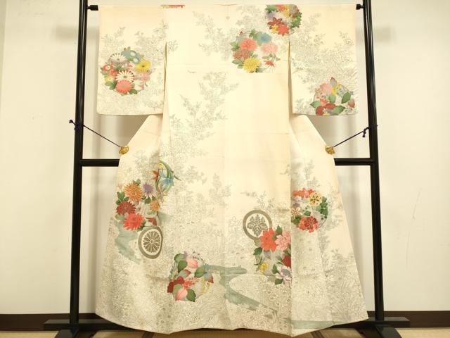 平和屋着物■訪問着 刺繍 草花丸文 金彩 正絹 逸品 DABD6384du