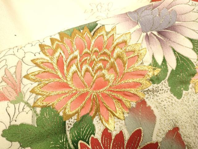 平和屋着物■訪問着 刺繍 草花丸文 金彩 正絹 逸品 DABD6384du