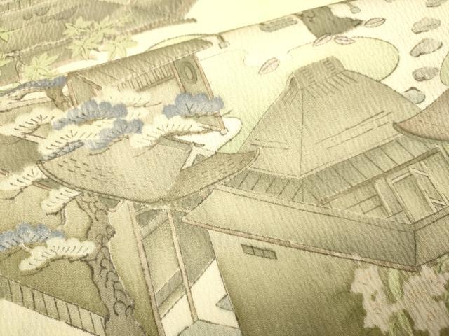 平和屋着物▽上質な小紋 単衣 風景文 正絹 逸品 DABD6467du