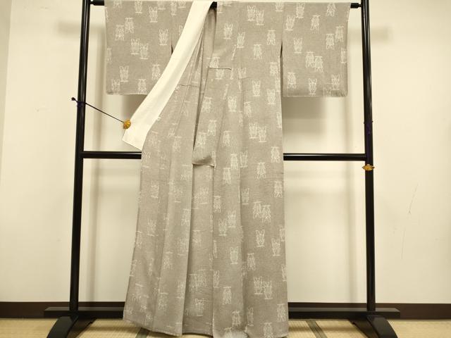 平和屋着物▽上質な小紋 単衣 洋花文 正絹 逸品 DABD6479du