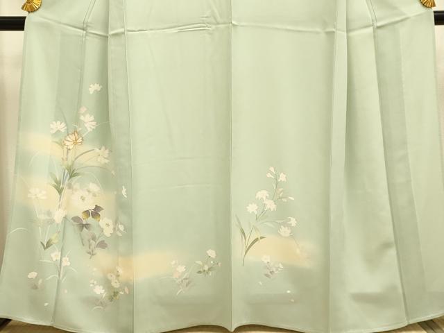 平和屋着物▽訪問着 単衣 駒刺繍 草花文 暈し染め 正絹 逸品 DABD6516du