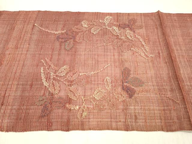 平和屋着物*夏物 八寸名古屋帯 草花文 正絹 逸品 DABD6532cm