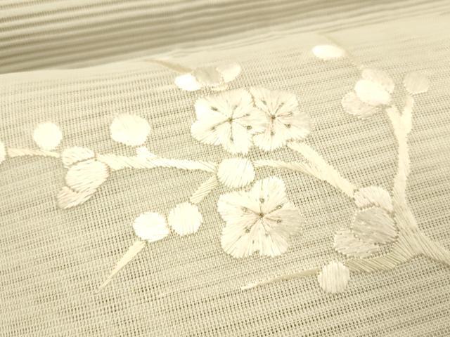 平和屋着物*夏物 絽綴れ 八寸名古屋帯 総刺繍 枝桜 銀糸 正絹 逸品 DABD6539cm