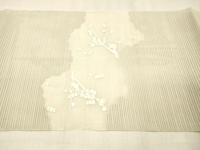 平和屋着物*夏物 絽綴れ 八寸名古屋帯 総刺繍 枝桜 銀糸 正絹 逸品 DABD6539cm