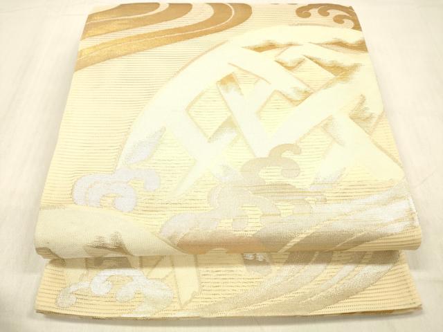 平和屋着物＊夏物 正絹 六通柄袋帯 逸品 金銀糸 銀糸 桔梗 玉すだれ 籬