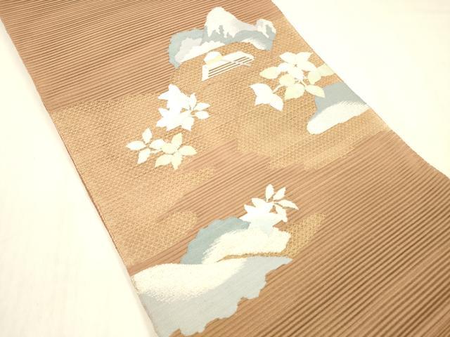 平和屋着物*夏物 絽綴れ 八寸名古屋帯 草葉文 金銀糸 正絹 逸品 DABD6551cm