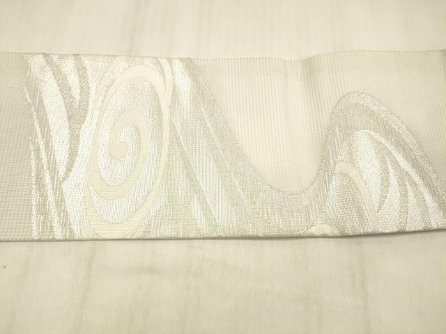 平和屋着物*夏物 九寸名古屋帯 流水文 銀糸 正絹 逸品 DABD6556cm