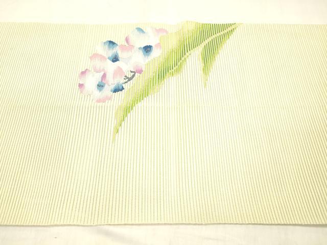 平和屋着物*夏物 絽綴れ 八寸名古屋帯 草花文 銀糸 正絹 逸品 DABD6560cm