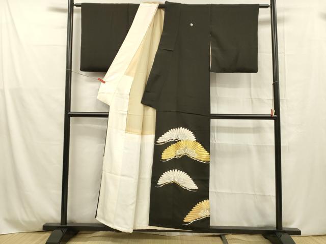 平和屋着物■豪華黒留袖 駒刺繍 松文 金銀彩 正絹 逸品 DABD6606cm
