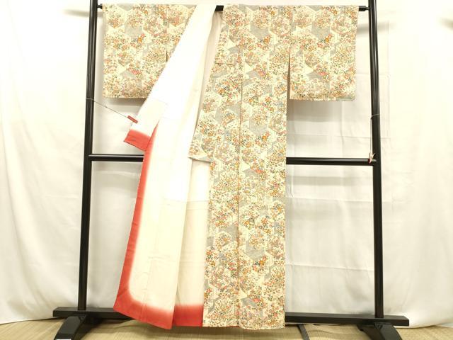 平和屋着物■上質な小紋 吉祥流水花文 正絹 逸品 未使用 DABD6609cm