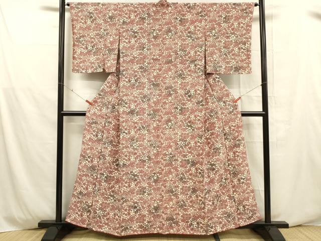 平和屋着物■上質な小紋 型染 草花文 暈し染め 正絹 逸品 DABD6631cm
