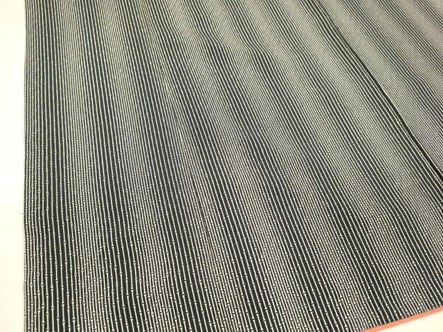 平和屋着物■上質な小紋 竹間道 黒地 正絹 逸品 DABD6648cm