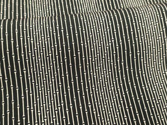 平和屋着物■上質な小紋 竹間道 黒地 正絹 逸品 DABD6648cm