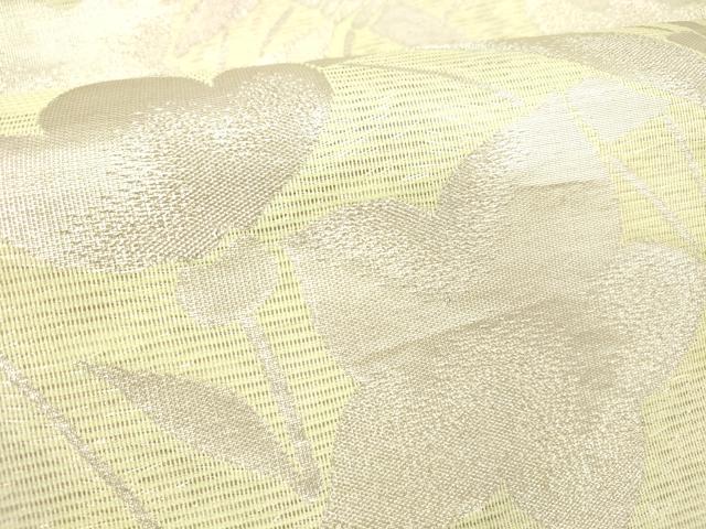 平和屋着物*夏物 九寸名古屋帯 草花文 銀糸 正絹 逸品 DABD6654cm