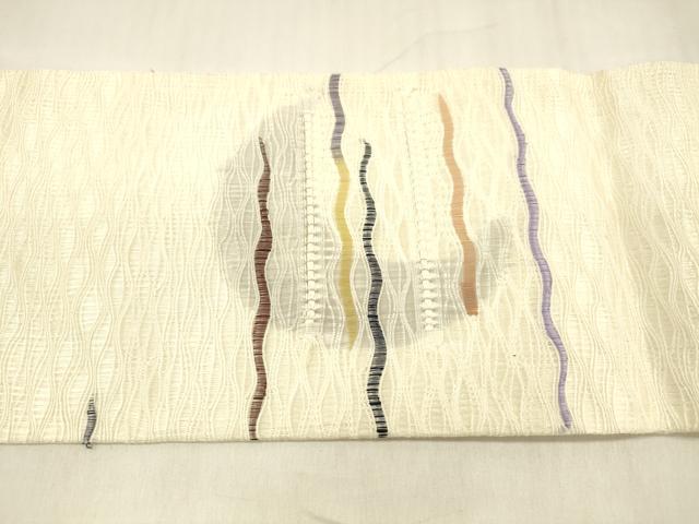平和屋着物*夏物 九寸名古屋帯 横段文 月 正絹 逸品 DABD6666cm