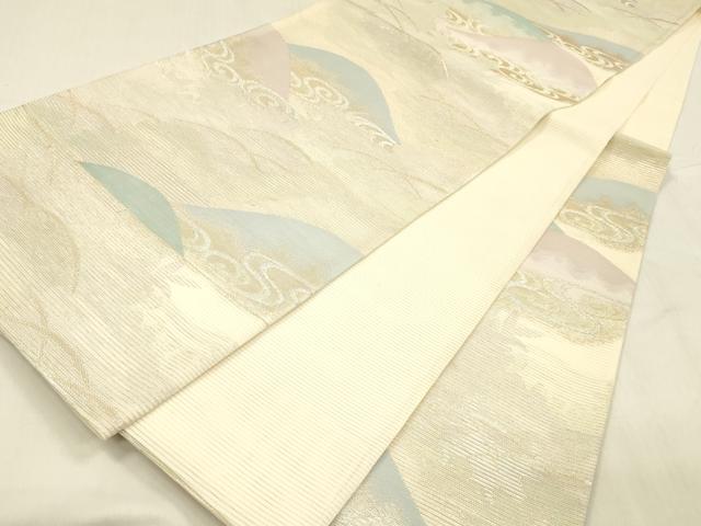 平和屋着物*夏物 六通柄袋帯 遠山流水芝文 金銀糸 正絹 逸品 DABD6683cm