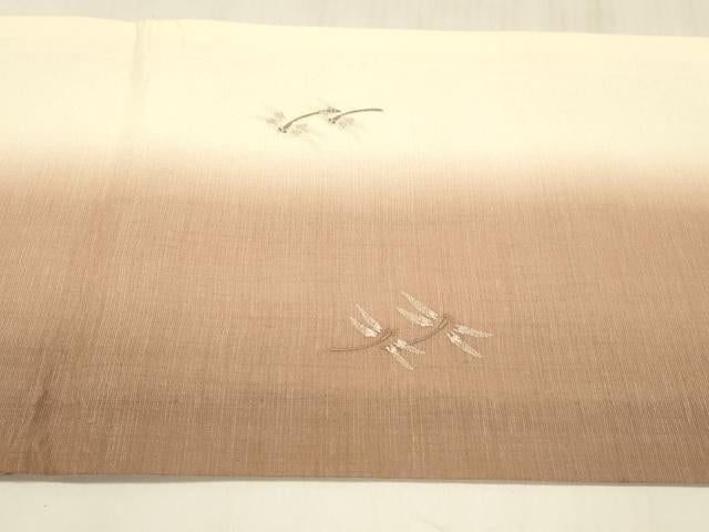 平和屋着物*夏物 太鼓柄 京袋帯 総刺繍 蜻蛉文 DABD6703cm